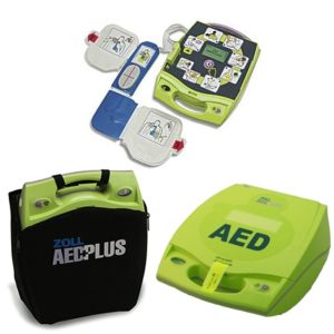 ZOLL AED Plus - w/ CPR-D-padz® Electrode, pack of 10 CR123a batteries, and Carry Case